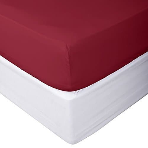 SRP Linen - 400 Thread Count 100% Egyptian Cotton 10" Deep Pocket 1 PC Fitted Sheet Solid Pattern (King, Burgundy)