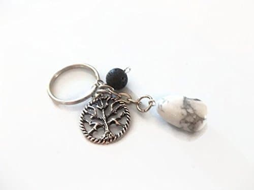 Howlite Gemstone Diffuser Keychain Tree of Life