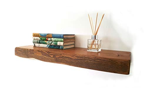 FLOATING SHELVES RECLAIMED SOLID WOOD RUSTIC WALL SHELF IN MEDIUM OAK FINISH 3.5 FT LONG - PERFECT FOR LIVING ROOM, KITCHEN, BATHROOM, OFFICE