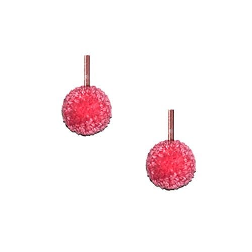 Tuleste 1/2" Yarn Pom Pom Stud Earrings // Tropical Pink (Rose Gold)