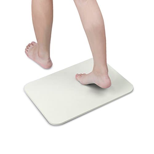 Bath Mat Quick Drying Diatomaceous Earth Non Slip Absorbent Antibacterial Bathroom Mat 23"x15" White Grey