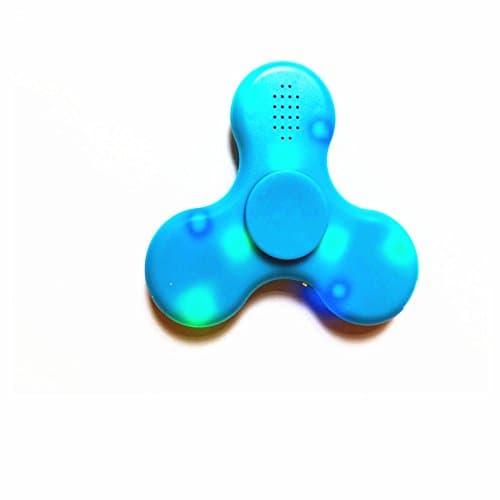Brand new iyouwei 3 in 1 fidget spinner with bluetooth speaker LED light wireless speaker with fingertip gyro LED light small toys but big fun (Blue )