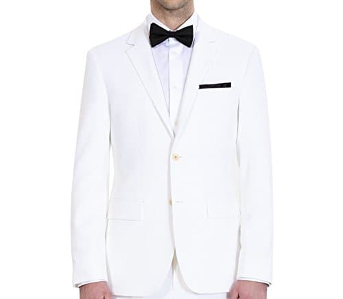 HBDesign Mens 1 Piece 2 Button Notch Lapel Slim Trim Fit Dress Suite White