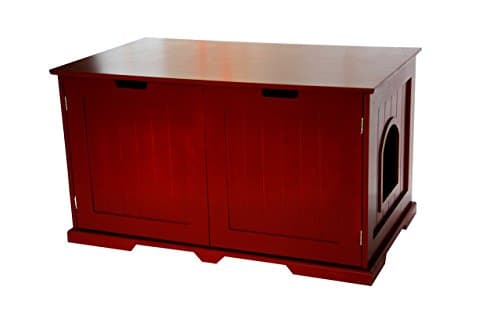 Pet Hup Hup Kitty Litter Box and Accent Table Cat Sounana Bench Comfort Washroom with Night Stand, Cherry