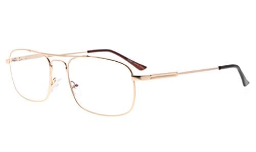 Eyekepper Blue Light Blocking Eyewear Memory Titanium Computer Eyeglasses Men Women, Transparent Lens (Gold,+0.00)