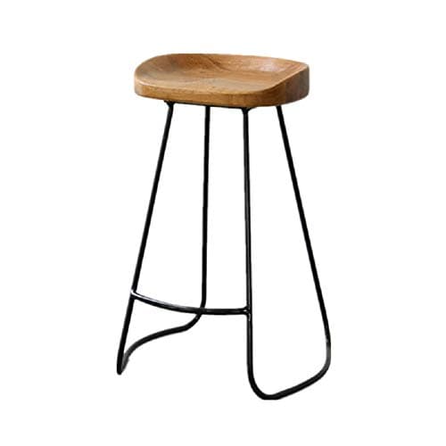 YIN QM American Bar Stool Industrial Wind Solid Wood Wrought Iron Bar Stool High Chair Retro Casual Coffee Chair