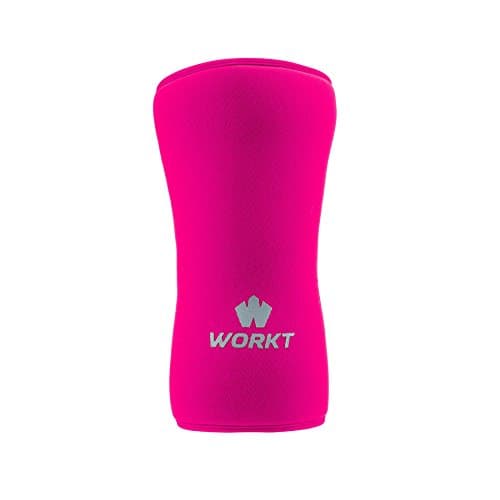 Workt Knee Compression Support Sleeve for CrossFit, Weightlifting, Powerlifting, Exercise & Sports – Made in the USA with Sustainable & Eco-Friendly Ecoprene Neoprene – 7MM – 1 Sleeve (Pink, XS)