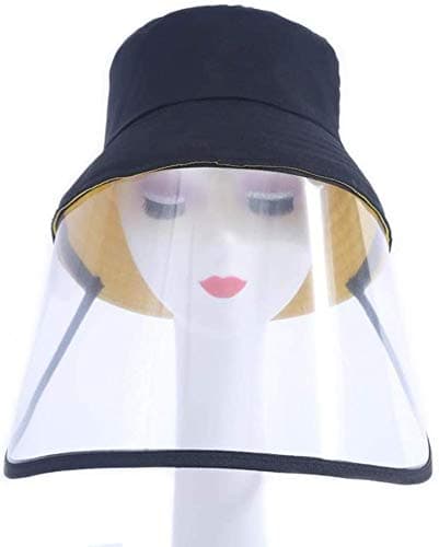 Anti Saliva Isolation Full Sun Shield Visor for Kids, Full Protective Cap Anti-Fog, Anti-saliva,Anti-Spitting Hat Cover Outdoor Fisherman Sun Hat (Black)