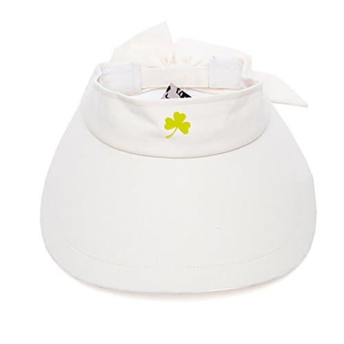 Womens UPF 50+ UV Protection Visor Three Leaf Clover Embroidery Wide Brim Hat