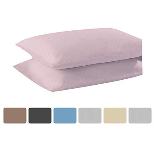 KOHSAR® Pink Pillowcases 2 Pack Standard Easy Care Plain Dyed Polycotton, Long Staple Cotton Pair of Pillowcases, Poly Cotton 50 x 75CM Pillow Cases Pink