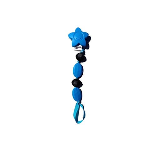 SillyMunk TM Silicone Pacifier Clip- Blue and black