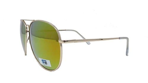 Sager Eyewear Copper Wire Spatula Polarized Yellow Mirror Aviator Sunglasses