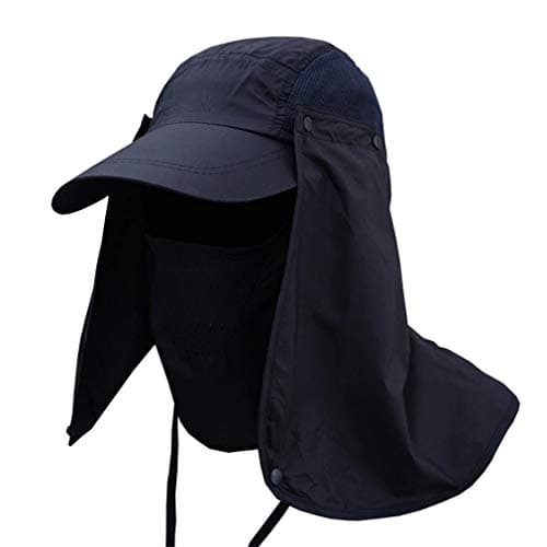 chenqi Sun Cap UV Protection Fishing Hat Removable Neck & Face Flap Cover UPF 50+ Men Women For Outdoor Gardening Camping