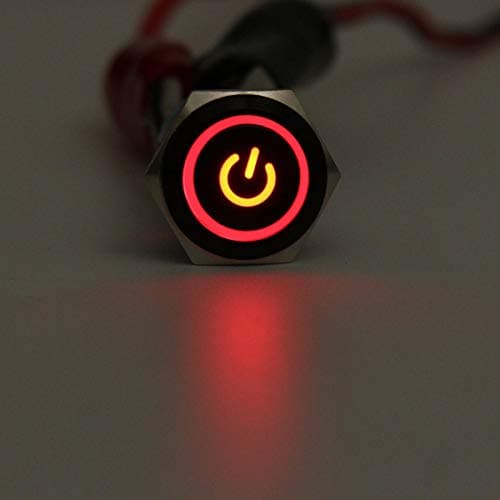 LED Light,Lovinn Stainless Steel Push Button Momentary Switch 5 Pin 16mm 12V Red