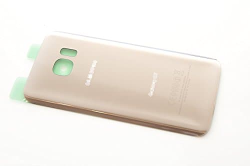 OEM Samsung Galaxy S7 Edge G935 Back Glass Replacement Battery Door Cover with Adhesive Preinstalled Repair Part with Logo by Mobile Rescue (Gold)