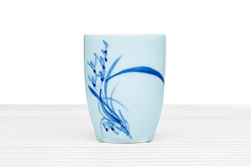 Porcelain Teacup Tall Tea Cup Ceramic Mug Without Handle Modern Chinese Teaware (white, blue, flower)