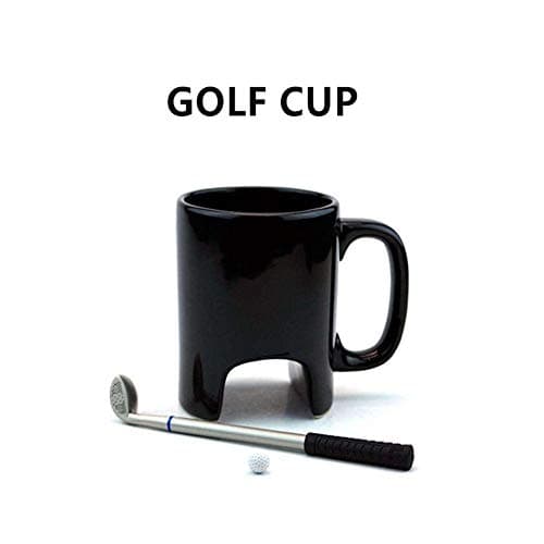 FUXIAOCHEN Creative Golf Ceramic Cup Funny Black Coffee Mug Office Casual Ceramic Cup Golf Stick Pen Birthday Gift
