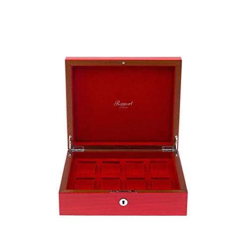 Rapport Heritage Hand-Crafted Solid Wood 8 Watch Box in Red
