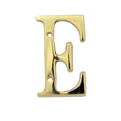 Bolton Hardware Letter 3 Inch Solid Brass Bright Brass Finish House Letter Raised 3/16", Letter E