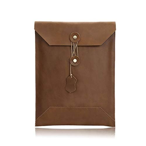 CLGTY Vintage leather computer bag Mac Pro/Air Notebook liner bag iPad Pro case-brown-12Inch