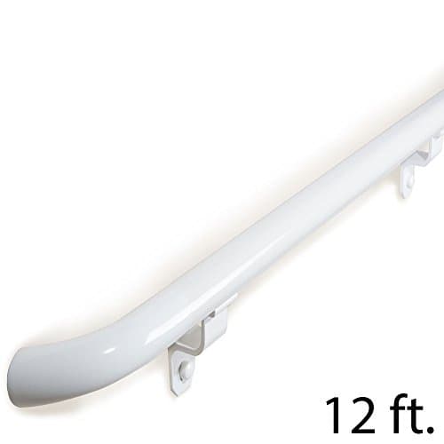 1.9 in. Round x 12 ft. White Aluminum ADA Compliant Stair Handrail with Wall Returns