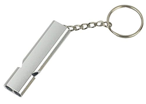 Hxst High Frequency Aluminum Alloy Double Tubes Whistle with Keychain (Silver)