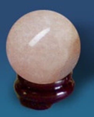 Rose Quartz Sphere & Wooden Stand