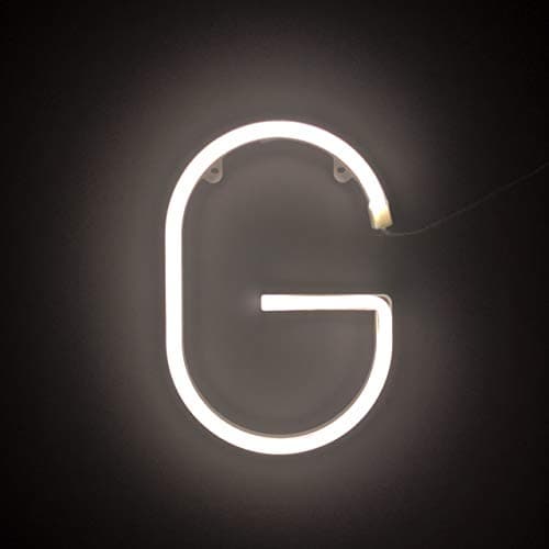 Smiling Faces Neon Alphabet White Letter G LED Personalised Sign