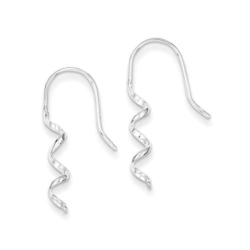 .925 Sterling Silver 26 MM Spiral Dangle Shepherd Hook Earrings