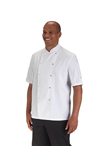 Dennys AFD ThermoCool Chef Jacket Lightweight Short Sleeves Steel Press Studs Sizes XS, S, M, L, XL, 2XL, 3XL, 4XL Black or White Immediate Despatch