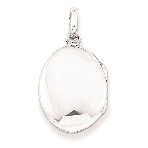 925 Sterling Silver Polished Plain Oval Shaped Locket Charm Pendant (Holds 2 Photos)