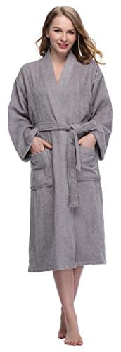 Funray Womens Turkish Cotton Bathrobe Terry Cloth Spa Robe Plus Size & Petite Size