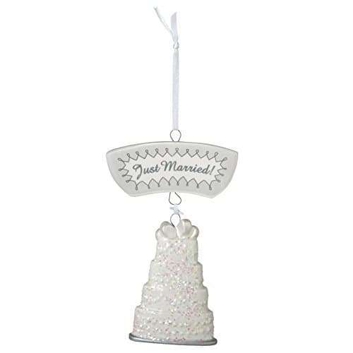 Just Married Wedding Cake Resin Stone Christmas Tree Ornament