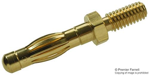 22.1053 - Banana Test Connector, 4mm, Plug, Panel Mount, 50 A, Gold Plated Contacts-22.1053 (Pack of 20)