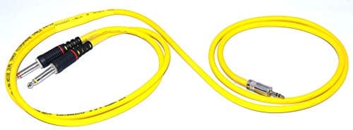 MAEnt EP Stereo TRS 3.5mm to 2 Mono 6.35mm TS Jack Cable Stereo EP 3.5mm Plug 2 Mono 6.35 1/4 inch Stereo Audio Jack Amplifier Guitar Cable (3 Mtr, Yellow)