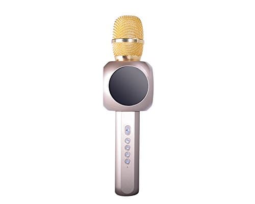 Wireless Microphone Karaoke, Hysada Portable Bluetooth Handheld Speaker,H6 Karaoke Stereo Player for Music Playing, Home KTV Karaoke for Apple Iphone Android Smartphone or PC (H6 Gold)