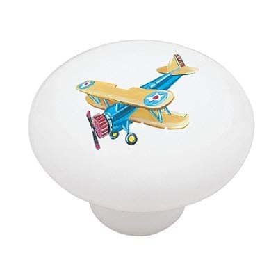Blue Biplane Decorative High Gloss Ceramic Drawer Knob