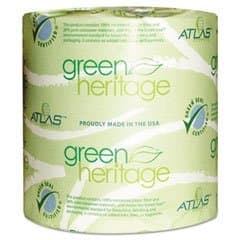Green Heritage 125 4.5" Length x 3.8" Width, 1-Ply Bathroom Tissue (Case of 96 Rolls, 1000 per Roll)