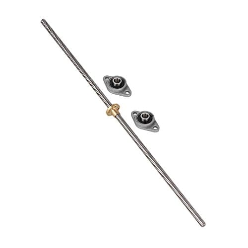 CNBTR 400mm Length 8mm Dia Silver Vertical 2mm Lead Screw Rod & Pillow Block Mounted Bearing Set for 3D Printer