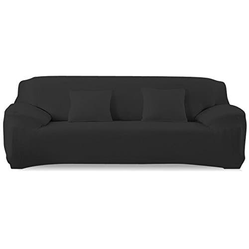 DIFEN Sofa Cover Seater Slipcover Sofa Couch Stretch Elastic Polyester Spandex Fabric Sofa Protector (Chair: 4 Seater, Black)