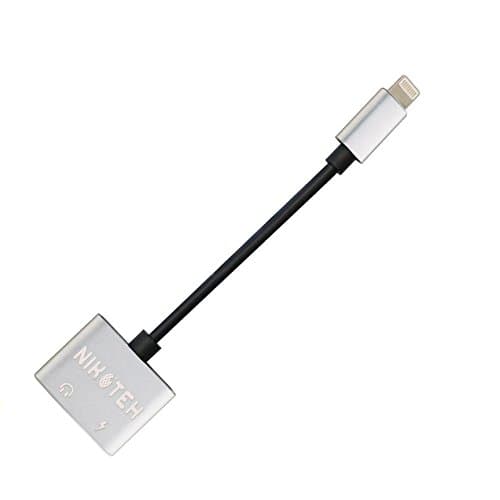NIKOTEH iPhone 7 Adapter - 2-in-1 iPhone 7 Audio Adapter Earphone Jack Cable for iPhone 7 or iPhone 8, X - Dual Lightning Charger and Headphone Splitter for iPhone 7, 7 Plus, 8, 8 Plus, X