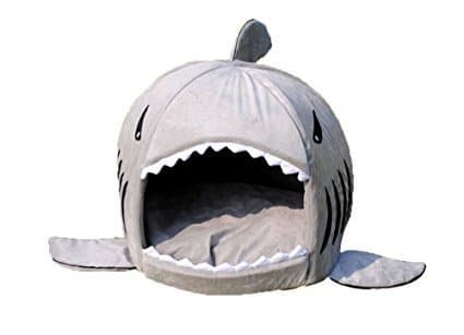 Grey Shark Bed for Small Cat Dog Cave Bed Removable Cushion,waterproof Bottom Most Lovely Pet House Gift for Pet by spexpet