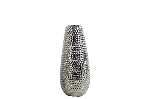 UTC21231 Ceramic Round Vase SM Dimpled Polished Chrome FInish Silver