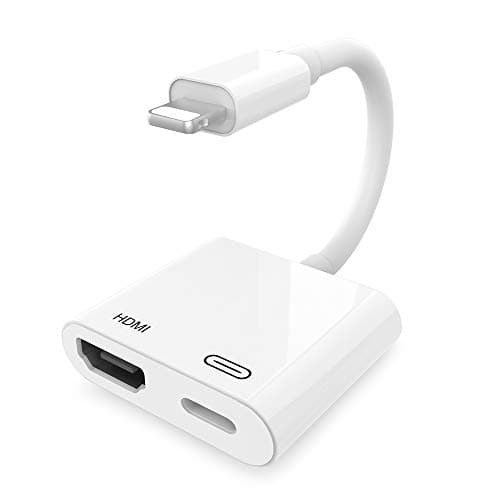 HDMI Adapter Cable 1080P HD Digital AV Adapter and Sync Screen HDMI Connector Compatible with Phone, Pad, Pod Touch Support iOS 12 and Before (White)