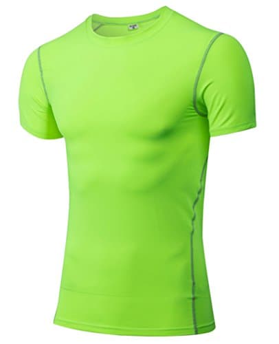 Quick Dry Breathable Compression Baselayer Shirt for Men (Asia size 3XL, Green)