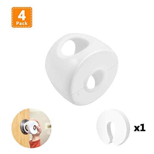 Benewell Door Knob Covers 4 Pack with 1 Pack Childproof Finger Pinch Guard - Door Knob Covers for Child, Kids, Toddler, Baby Safety