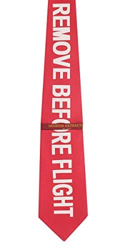 Men's 100% Silk red Remove Before Flight Aviation Novelty Tie Necktie