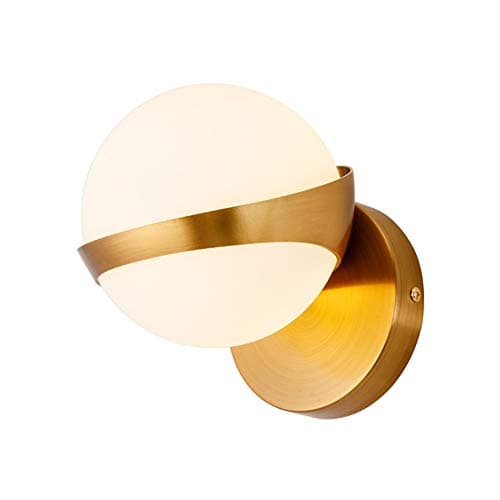 PeiQi Modern Glass Wall Lights, E14 Hardwired Creative Nordic Simple Golden Iron Metal Holder Wall lamp for Restaurants Study Loft Bedside lamp-A 15x16x18cm