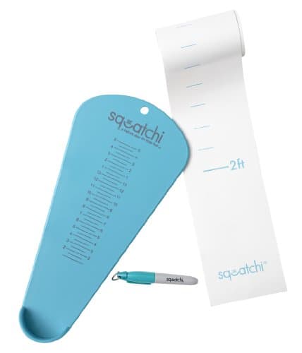 Child Growth Chart with Foot Measuring Chart – Keepsake Kit with Removable, Wall Hanging, Kids Measuring Tape Height Ruler & Squatchi Shoe Sizer for Kids