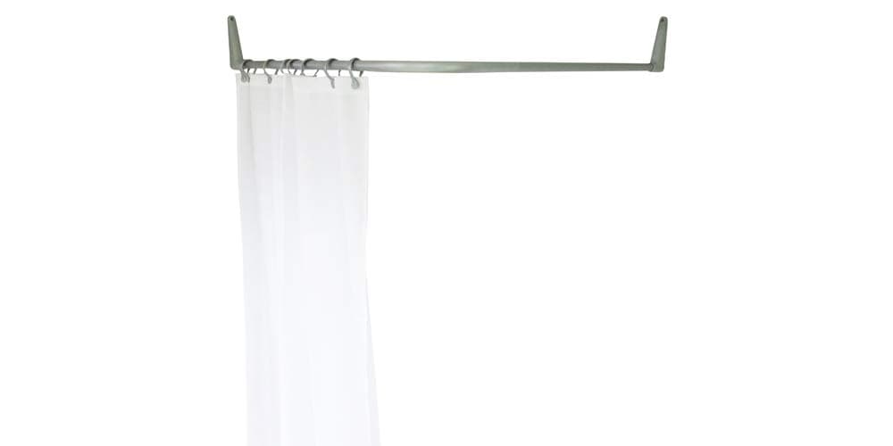 Matte Silver Angled Shower Rail 90x90 cm, Wall Mounted, Mounts without Ceiling Support, Matte Silver PVC Coating, 100% Rust Proof